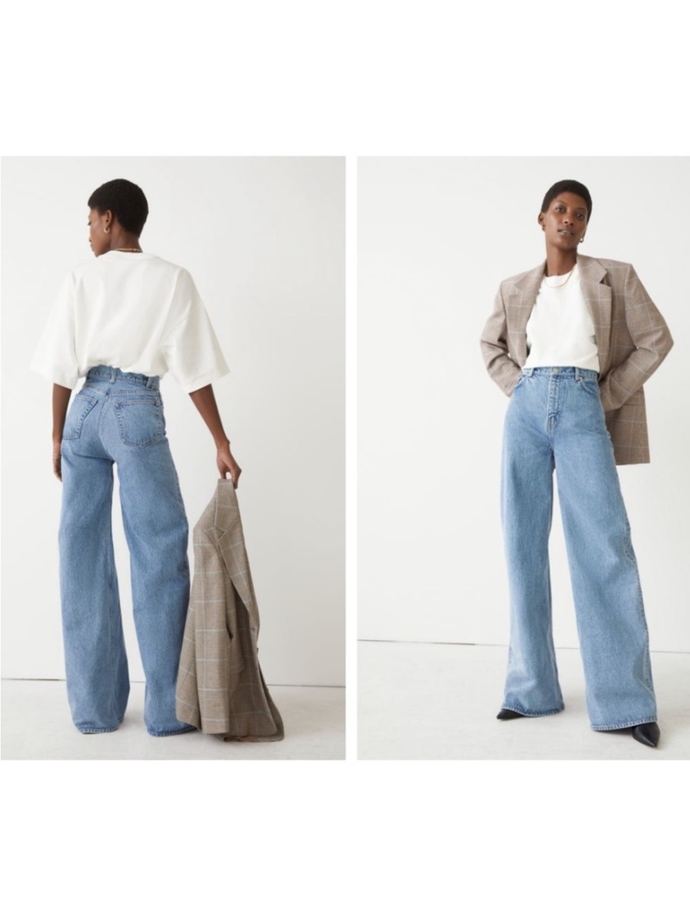 & Other Stories Wide Leg Beloved Cut Jeans, High Waist, Light-Medium Stonewash.